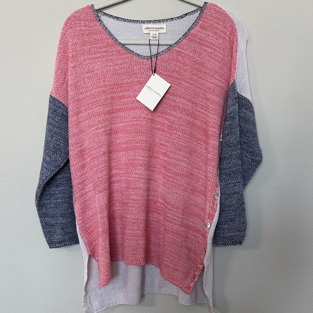 Parkhurst Pink and Gray V-Neck Sweater